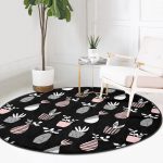 - RealHomes Dijital Baskılı Kaymaz Tabanlı Comfort Yuvarlak Halı - Realhomes  Siyah Zemin Vazo Desenli Dijital Baskılı Modern Mutfak Yıkanabilir Kaymaz Tabanlı Yuvarlak Halı Realhomes