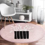 - RealHomes Dijital Baskılı Kaymaz Tabanlı Comfort Yuvarlak Halı - Realhomes  Pembe Zemin Vazo Desenli Dijital Baskılı Modern Mutfak Yıkanabilir Kaymaz Tabanlı Yuvarlak Halı Realhomes