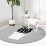 - RealHomes Dijital Baskılı Kaymaz Tabanlı Comfort Yuvarlak Halı - Realhomes  Realhomes Gri Zemin Kaktüs Desenli Dijital Baskılı Siyah Mutfak Yıkanabilir Kaymaz Tabanlı Yuvarlak Halı Realhomes