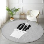 - RealHomes Dijital Baskılı Kaymaz Tabanlı Comfort Yuvarlak Halı - Realhomes  Realhomes Gri Zemin Kaktüs Desenli Dijital Baskılı Siyah Mutfak Yıkanabilir Kaymaz Tabanlı Yuvarlak Halı Realhomes