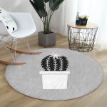 - RealHomes Dijital Baskılı Kaymaz Tabanlı Comfort Yuvarlak Halı - Realhomes  Realhomes Gri Zemin Kaktüs Desenli Dijital Baskılı Siyah Mutfak Yıkanabilir Kaymaz Tabanlı Yuvarlak Halı Realhomes