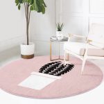 - RealHomes Dijital Baskılı Kaymaz Tabanlı Comfort Yuvarlak Halı - Realhomes  Pembe Zemin Kaktüs Motifli Dijital Baskılı Modern Mutfak Yıkanabilir Kaymaz Tabanlı Yuvarlak Halı Realhomes