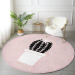 - RealHomes Dijital Baskılı Kaymaz Tabanlı Comfort Yuvarlak Halı - Realhomes  Pembe Zemin Kaktüs Motifli Dijital Baskılı Modern Mutfak Yıkanabilir Kaymaz Tabanlı Yuvarlak Halı Realhomes