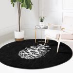 - RealHomes Dijital Baskılı Kaymaz Tabanlı Comfort Yuvarlak Halı - Realhomes  Siyah Beyaz Kozalak Motifli Dijital Baskılı Salon ve Oturma Odası Yıkanabilir Kaymaz Tabanlı Yuvarlak Halı Realhomes