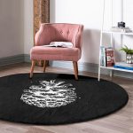 - RealHomes Dijital Baskılı Kaymaz Tabanlı Comfort Yuvarlak Halı - Realhomes  Siyah Beyaz Kozalak Motifli Dijital Baskılı Salon ve Oturma Odası Yıkanabilir Kaymaz Tabanlı Yuvarlak Halı Realhomes