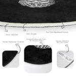 - RealHomes Dijital Baskılı Kaymaz Tabanlı Comfort Yuvarlak Halı - Realhomes  Siyah Beyaz Kozalak Motifli Dijital Baskılı Salon ve Oturma Odası Yıkanabilir Kaymaz Tabanlı Yuvarlak Halı Realhomes