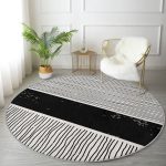 - RealHomes Dijital Baskılı Kaymaz Tabanlı Comfort Yuvarlak Halı - Realhomes  Soyut İlkel Desen Tasarımlı Dijital Baskılı Siyah Salon ve Oturma Odası Yıkanabilir Kaymaz Tabanlı Yuvarlak Halı Realhomes