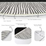 - RealHomes Dijital Baskılı Kaymaz Tabanlı Comfort Yuvarlak Halı - Realhomes  Soyut İlkel Desen Tasarımlı Dijital Baskılı Siyah Salon ve Oturma Odası Yıkanabilir Kaymaz Tabanlı Yuvarlak Halı Realhomes