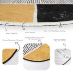 - RealHomes Dijital Baskılı Kaymaz Tabanlı Comfort Yuvarlak Halı - Realhomes  Soyut İlkel Desen Tasarımlı Dijital Baskılı Modern Renkli Salon ve Oturma Odası Yıkanabilir Kaymaz Tabanlı Yuvarlak Halı Realhomes