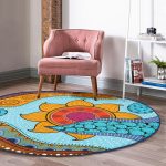 - RealHomes Dijital Baskılı Kaymaz Tabanlı Comfort Yuvarlak Halı - Realhomes  Etnik Desen Tasarımlı Dijital Baskılı Modern Renkli Outdoor Yıkanabilir Kaymaz Tabanlı Yuvarlak Halı Realhomes