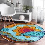 - RealHomes Dijital Baskılı Kaymaz Tabanlı Comfort Yuvarlak Halı - Realhomes  Etnik Desen Tasarımlı Dijital Baskılı Modern Renkli Outdoor Yıkanabilir Kaymaz Tabanlı Yuvarlak Halı Realhomes