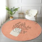 - RealHomes Dijital Baskılı Kaymaz Tabanlı Comfort Yuvarlak Halı - Realhomes  Onedraw Çizimli Özel Tasarım Dijital Baskılı Lacivert Salon ve Oturma Odası Yıkanabilir Kaymaz Tabanlı Yuvarlak Halı Realhomes