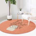 - RealHomes Dijital Baskılı Kaymaz Tabanlı Comfort Yuvarlak Halı - Realhomes  Onedraw Çizimli Özel Tasarım Dijital Baskılı Lacivert Salon ve Oturma Odası Yıkanabilir Kaymaz Tabanlı Yuvarlak Halı Realhomes