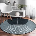 - RealHomes Dijital Baskılı Kaymaz Tabanlı Comfort Yuvarlak Halı - Realhomes  Soyut Tarzda Onedraw Çizimli Dijital Baskılı Gold Salon ve Oturma Odası Yıkanabilir Kaymaz Tabanlı Yuvarlak Halı Realhomes