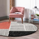 - RealHomes Dijital Baskılı Kaymaz Tabanlı Comfort Yuvarlak Halı - Realhomes  Soyut Tarzda Onedraw Çizimli Dijital Baskılı Renkli Salon ve Oturma Odası Yıkanabilir Kaymaz Tabanlı Yuvarlak Halı Realhomes