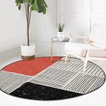 - RealHomes Dijital Baskılı Kaymaz Tabanlı Comfort Yuvarlak Halı - Realhomes  Soyut Tarzda Onedraw Çizimli Dijital Baskılı Renkli Salon ve Oturma Odası Yıkanabilir Kaymaz Tabanlı Yuvarlak Halı Realhomes