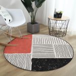 - RealHomes Dijital Baskılı Kaymaz Tabanlı Comfort Yuvarlak Halı - Realhomes  Soyut Tarzda Onedraw Çizimli Dijital Baskılı Renkli Salon ve Oturma Odası Yıkanabilir Kaymaz Tabanlı Yuvarlak Halı Realhomes