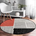 - RealHomes Dijital Baskılı Kaymaz Tabanlı Comfort Yuvarlak Halı - Realhomes  Soyut Tarzda Onedraw Çizimli Dijital Baskılı Renkli Salon ve Oturma Odası Yıkanabilir Kaymaz Tabanlı Yuvarlak Halı Realhomes