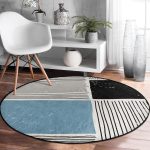 - RealHomes Dijital Baskılı Kaymaz Tabanlı Comfort Yuvarlak Halı - Realhomes  Soyut Tarzda Onedraw Çizimli Dijital Baskılı Modern Renkli Salon ve Oturma Odası Yıkanabilir Kaymaz Tabanlı Yuvarlak Halı Realhomes