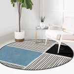 - RealHomes Dijital Baskılı Kaymaz Tabanlı Comfort Yuvarlak Halı - Realhomes  Soyut Tarzda Onedraw Çizimli Dijital Baskılı Modern Renkli Salon ve Oturma Odası Yıkanabilir Kaymaz Tabanlı Yuvarlak Halı Realhomes