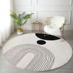 Soyut Tarzda Onedraw Çizimli Dijital Baskılı Modern Siyah Salon ve Oturma Odası Yıkanabilir Kaymaz Tabanlı Yuvarlak Halı Realhomes