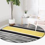 - RealHomes Dijital Baskılı Kaymaz Tabanlı Comfort Yuvarlak Halı - Realhomes  Soyut Tarzda Onedraw Çizimli Dijital Baskılı Modern Siyah Salon ve Oturma Odası Yıkanabilir Kaymaz Tabanlı Yuvarlak Halı Realhomes