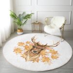 - RealHomes Dijital Baskılı Kaymaz Tabanlı Comfort Yuvarlak Halı - Realhomes  Gold Yaprak Detaylı Geyik Tasarımlı Dijital Baskılı Kahverengi Outdoor Yıkanabilir Kaymaz Tabanlı Yuvarlak Halı Realhomes