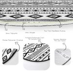 İskandinav Desenli Etnik Tasarımlı Dijital Baskılı Siyah Salon ve Oturma Odası Yıkanabilir Kaymaz Tabanlı Yuvarlak Halı Realhomes