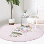 - RealHomes Dijital Baskılı Kaymaz Tabanlı Comfort Yuvarlak Halı - Realhomes  Çiçekli Balon Özel Tasarım Dijital Baskılı Modern Pembe Çocuk ve Genç Odası Yıkanabilir Kaymaz Tabanlı Yuvarlak Halı Realhomes