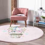 - RealHomes Dijital Baskılı Kaymaz Tabanlı Comfort Yuvarlak Halı - Realhomes  Çiçekli Balon Özel Tasarım Dijital Baskılı Modern Pembe Çocuk ve Genç Odası Yıkanabilir Kaymaz Tabanlı Yuvarlak Halı Realhomes