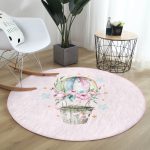 - RealHomes Dijital Baskılı Kaymaz Tabanlı Comfort Yuvarlak Halı - Realhomes  Çiçekli Balon Özel Tasarım Dijital Baskılı Modern Pembe Çocuk ve Genç Odası Yıkanabilir Kaymaz Tabanlı Yuvarlak Halı Realhomes