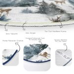 - RealHomes Dijital Baskılı Kaymaz Tabanlı Comfort Yuvarlak Halı - Realhomes Suluboya Çam Ağacı ve Geyik Tasarımlı Dijital Baskılı Modern Lacivert Salon Oturma Odası Yıkanabilir Kaymaz Tabanlı Yuvarlak Halı Realhomes