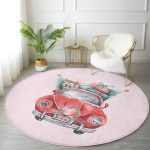 - RealHomes Dijital Baskılı Kaymaz Tabanlı Comfort Yuvarlak Halı - Realhomes  Christmas Temalı Araba Tasarımlı Dijital Baskılı Modern Pembe Çocuk ve Genç Odası Yıkanabilir Kaymaz Tabanlı Yuvarlak Halı Realhomes