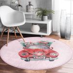 - RealHomes Dijital Baskılı Kaymaz Tabanlı Comfort Yuvarlak Halı - Realhomes  Christmas Temalı Araba Tasarımlı Dijital Baskılı Modern Pembe Çocuk ve Genç Odası Yıkanabilir Kaymaz Tabanlı Yuvarlak Halı Realhomes