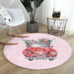 - RealHomes Dijital Baskılı Kaymaz Tabanlı Comfort Yuvarlak Halı - Realhomes  Christmas Temalı Araba Tasarımlı Dijital Baskılı Modern Pembe Çocuk ve Genç Odası Yıkanabilir Kaymaz Tabanlı Yuvarlak Halı Realhomes