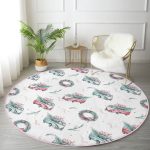 - RealHomes Dijital Baskılı Kaymaz Tabanlı Comfort Yuvarlak Halı - Realhomes Christmas Temalı Araba Tasarımlı Dijital Baskılı Pembe Çocuk ve Genç Odası Yıkanabilir Kaymaz Tabanlı Yuvarlak Halı Realhomes