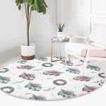 - RealHomes Dijital Baskılı Kaymaz Tabanlı Comfort Yuvarlak Halı - Realhomes Christmas Temalı Araba Tasarımlı Dijital Baskılı Pembe Çocuk ve Genç Odası Yıkanabilir Kaymaz Tabanlı Yuvarlak Halı Realhomes