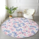 - RealHomes Dijital Baskılı Kaymaz Tabanlı Comfort Yuvarlak Halı - Realhomes  Renkli Kelebek Motifli Dijital Baskılı Modern Pembe Çocuk ve Genç Odası Yıkanabilir Kaymaz Tabanlı Yuvarlak Halı Realhomes