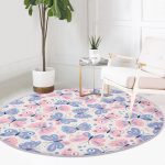 - RealHomes Dijital Baskılı Kaymaz Tabanlı Comfort Yuvarlak Halı - Realhomes  Renkli Kelebek Motifli Dijital Baskılı Modern Pembe Çocuk ve Genç Odası Yıkanabilir Kaymaz Tabanlı Yuvarlak Halı Realhomes