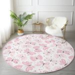 - RealHomes Dijital Baskılı Kaymaz Tabanlı Comfort Yuvarlak Halı - Realhomes  Renkli Kelebek Motifli Dijital Baskılı Modern Pembe Çocuk ve Genç Odası Yıkanabilir Kaymaz Tabanlı Yuvarlak Halı Realhomes