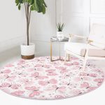 - RealHomes Dijital Baskılı Kaymaz Tabanlı Comfort Yuvarlak Halı - Realhomes  Renkli Kelebek Motifli Dijital Baskılı Modern Pembe Çocuk ve Genç Odası Yıkanabilir Kaymaz Tabanlı Yuvarlak Halı Realhomes
