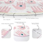 - RealHomes Dijital Baskılı Kaymaz Tabanlı Comfort Yuvarlak Halı - Realhomes  Mistik El İçinde Göz Motifli Dijital Baskılı Modern Pembe Koridor ve Antre Yıkanabilir Kaymaz Tabanlı Yuvarlak Halı Realhomes