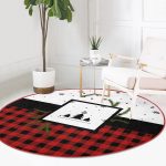 - RealHomes Dijital Baskılı Kaymaz Tabanlı Comfort Yuvarlak Halı - Realhomes  Siyah Beyaz ve Ekose Motifli Dijital Baskılı Modern Bordo Mutfak Yıkanabilir Kaymaz Tabanlı Yuvarlak Halı Realhomes