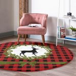 - RealHomes Dijital Baskılı Kaymaz Tabanlı Comfort Yuvarlak Halı - Realhomes  Ekose Zemin Çelenkli Geyik Motifli Dijital Baskılı Modern Bordo Mutfak Yıkanabilir Kaymaz Tabanlı Yuvarlak Halı Realhomes