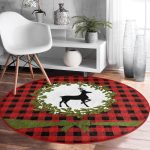 - RealHomes Dijital Baskılı Kaymaz Tabanlı Comfort Yuvarlak Halı - Realhomes  Ekose Zemin Çelenkli Geyik Motifli Dijital Baskılı Modern Bordo Mutfak Yıkanabilir Kaymaz Tabanlı Yuvarlak Halı Realhomes