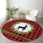 - RealHomes Dijital Baskılı Kaymaz Tabanlı Comfort Yuvarlak Halı - Realhomes  Ekose Zemin Çelenkli Geyik Motifli Dijital Baskılı Modern Bordo Mutfak Yıkanabilir Kaymaz Tabanlı Yuvarlak Halı Realhomes