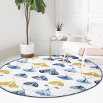- RealHomes Dijital Baskılı Kaymaz Tabanlı Comfort Yuvarlak Halı - Realhomes Renkli Kelebekler Özel Tasarım Dijital Baskılı Lacivert Salon ve Oturma Odası Yıkanabilir Kaymaz Tabanlı Yuvarlak Halı Realhomes