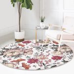 - RealHomes Dijital Baskılı Kaymaz Tabanlı Comfort Yuvarlak Halı - Realhomes  Papatya ve Gül Tasarımlı Dijital Baskılı Renkli Salon Oturma Odası Yıkanabilir Kaymaz Tabanlı Yuvarlak Halı Realhomes