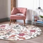 - RealHomes Dijital Baskılı Kaymaz Tabanlı Comfort Yuvarlak Halı - Realhomes  Papatya ve Gül Tasarımlı Dijital Baskılı Renkli Salon Oturma Odası Yıkanabilir Kaymaz Tabanlı Yuvarlak Halı Realhomes