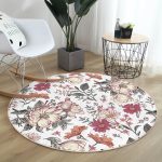 - RealHomes Dijital Baskılı Kaymaz Tabanlı Comfort Yuvarlak Halı - Realhomes  Papatya ve Gül Tasarımlı Dijital Baskılı Renkli Salon Oturma Odası Yıkanabilir Kaymaz Tabanlı Yuvarlak Halı Realhomes